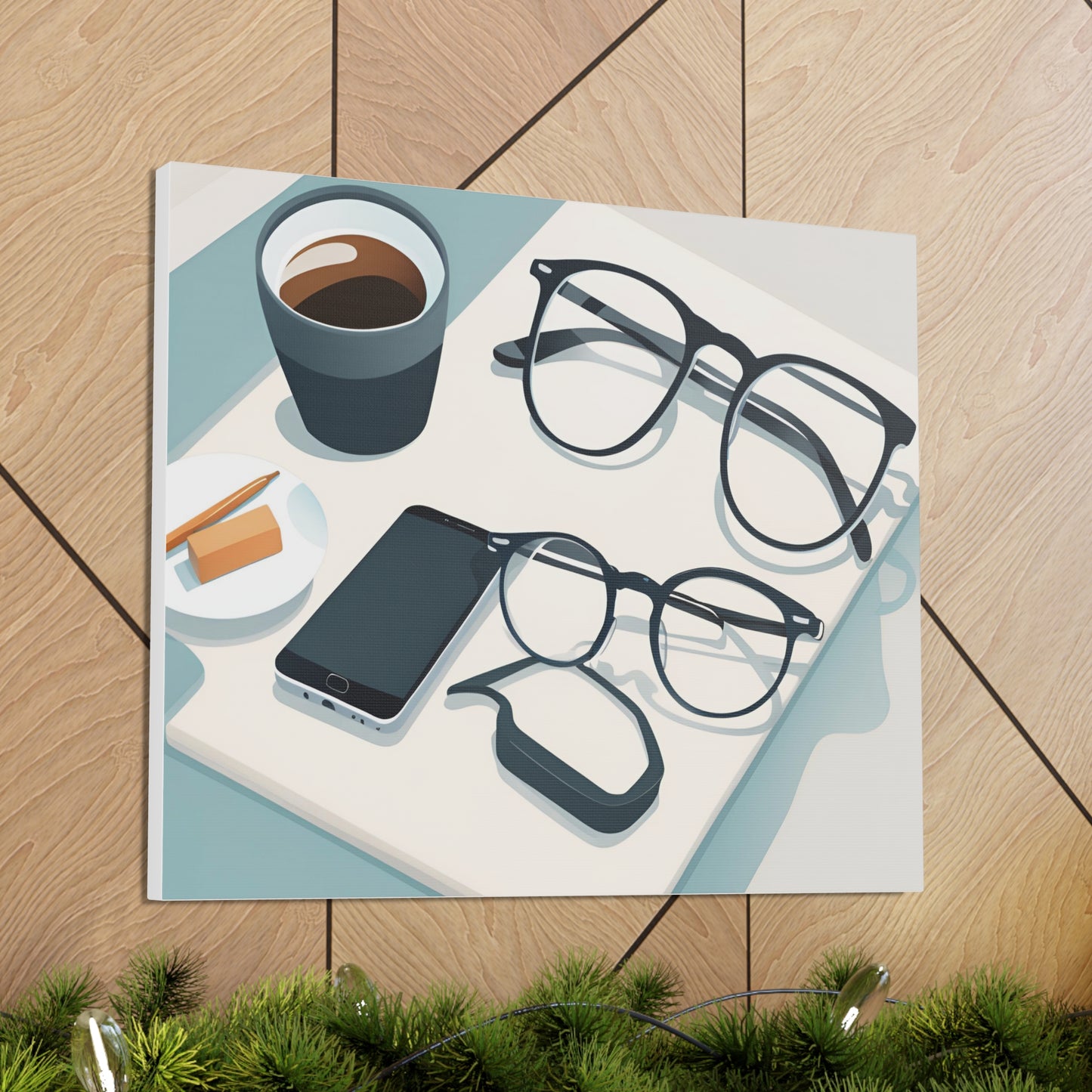 Modern Coffee & Glasses Canvas Gallery Wrap