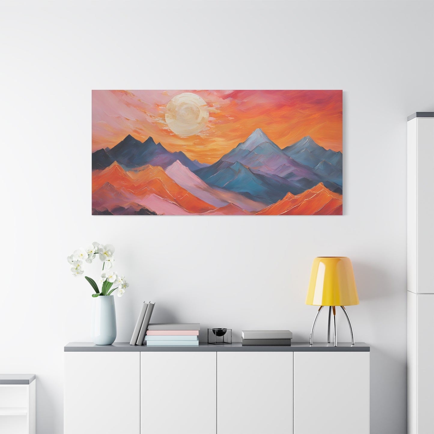 Mountain Sunset Canvas Art - Vibrant Landscape Wall Decor | Crafted Canvass