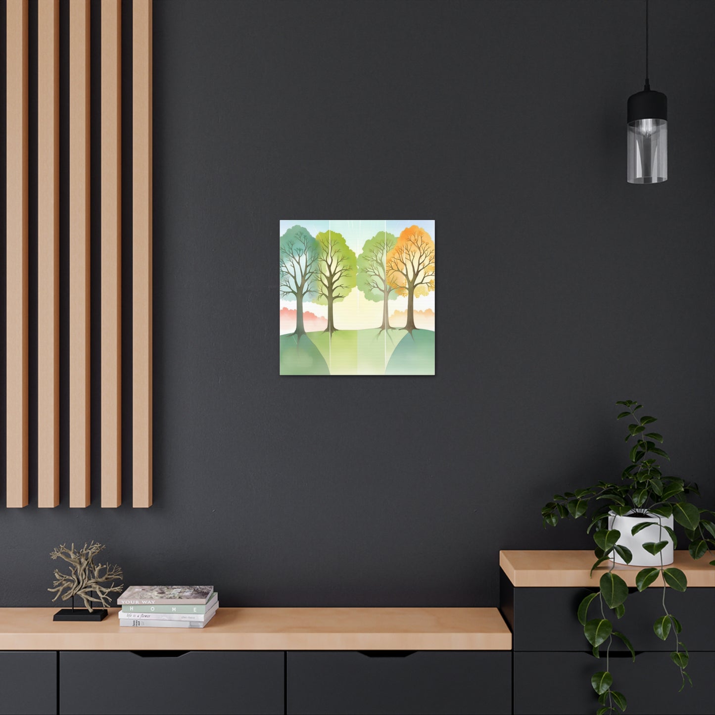 Nature-Inspired Canvas Gallery Wraps - Four Seasons Tree Art for Kids Room