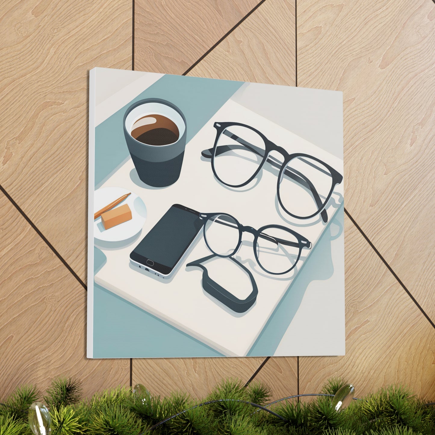 Modern Coffee & Glasses Canvas Gallery Wrap