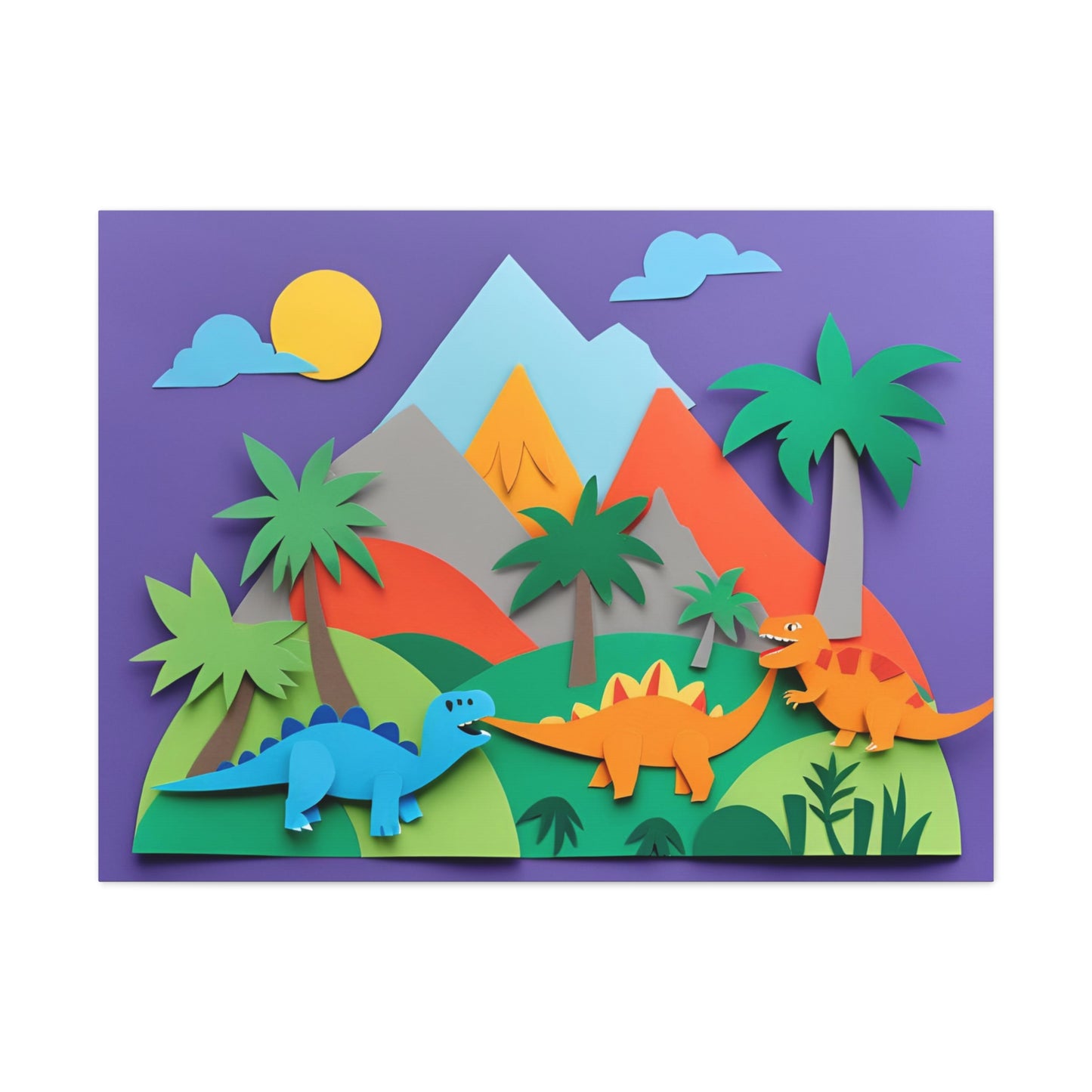 Dinosaur Adventure Canvas Gallery Wraps - Colorful 3D Wall Art for Kids' Rooms