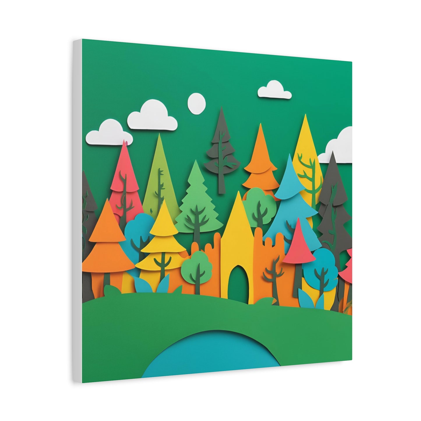 Vibrant Forest Castle Canvas Art