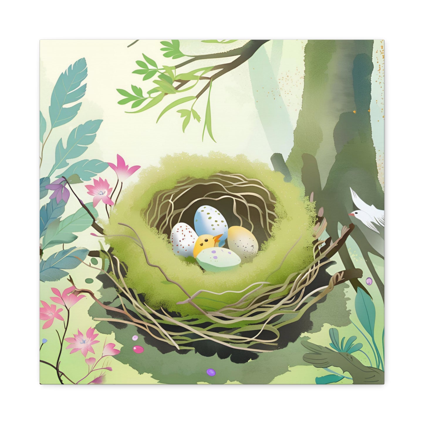 Spring Nest Canvas Gallery Wrap - Nature Artwork for Home Decor