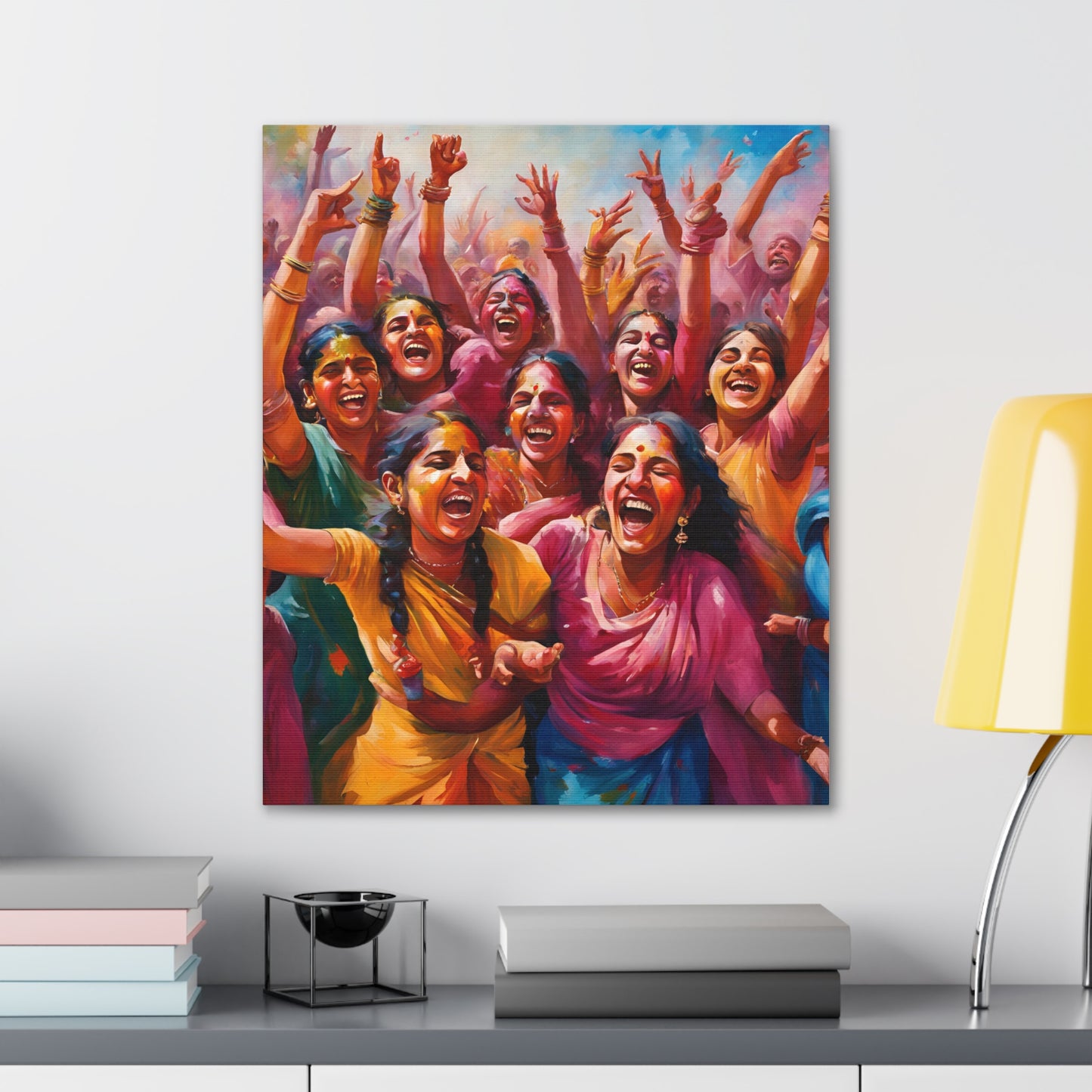 Vibrant Canvas Gallery Wrap - Joyful Celebration Holi Artwork