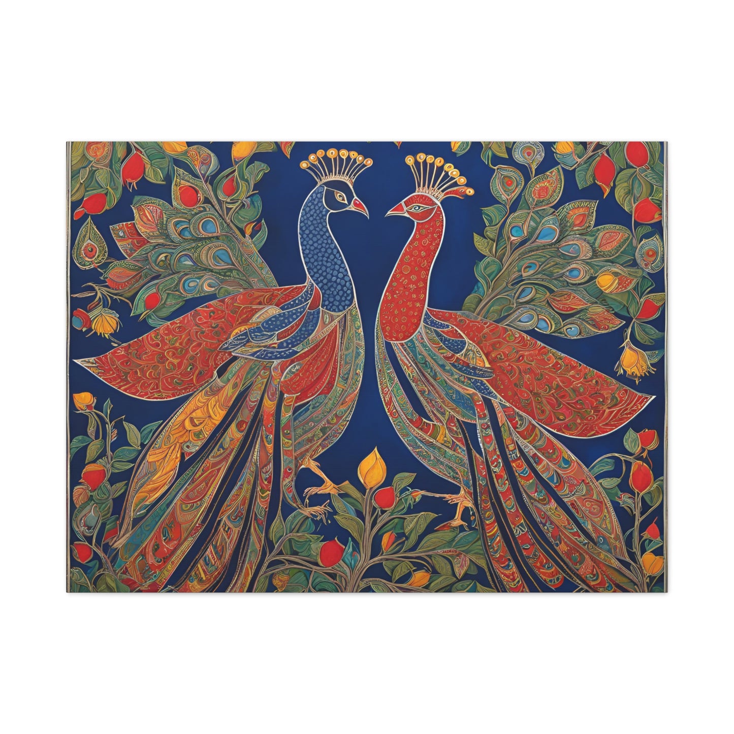 Peacock Love Canvas Gallery Wraps - Vibrant Wall Art for Home Décor Madhubani Art