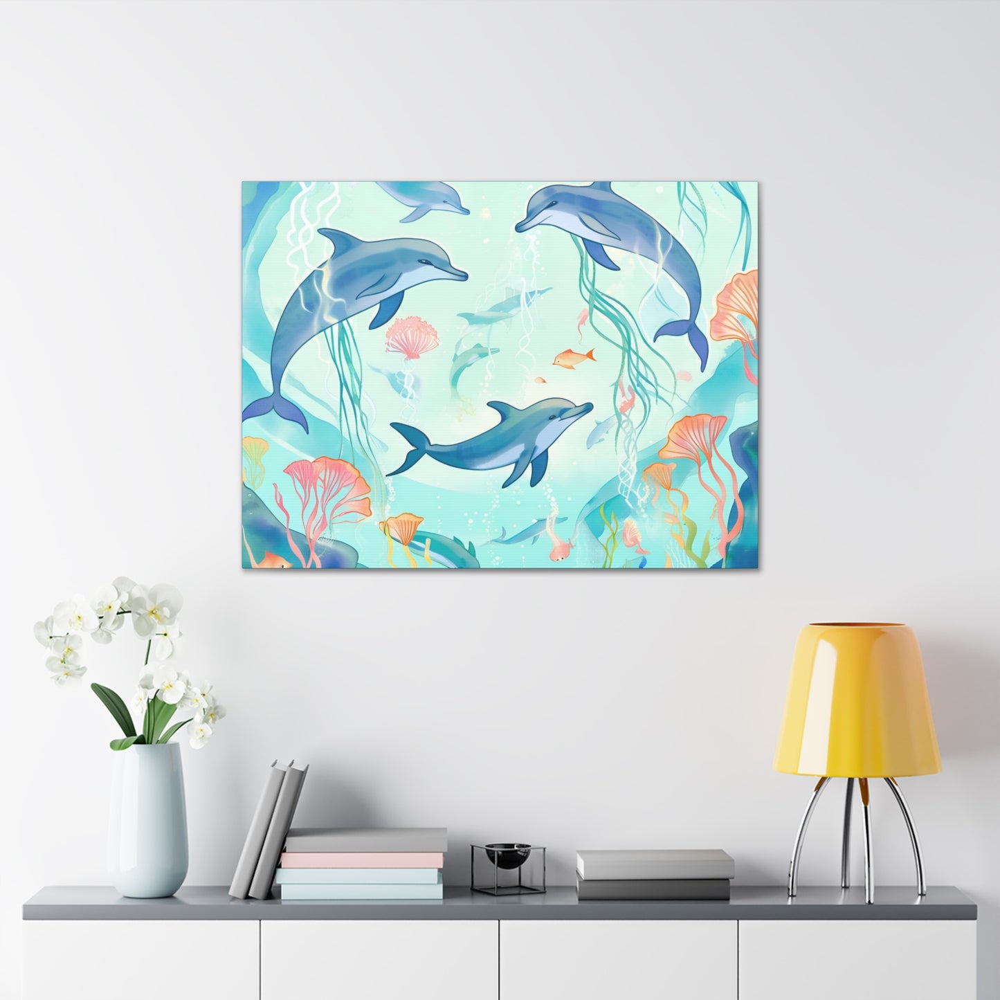 Dolphin Canvas Gallery Wrap - Ocean Art Decor for For Kids