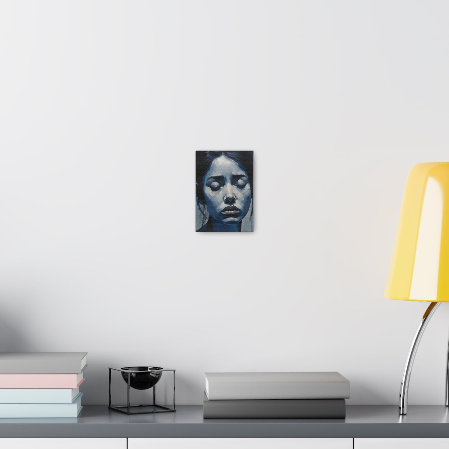 Emotive Canvas Gallery Wrap - Tranquil Blue Portrait Art for Modern Home Decor