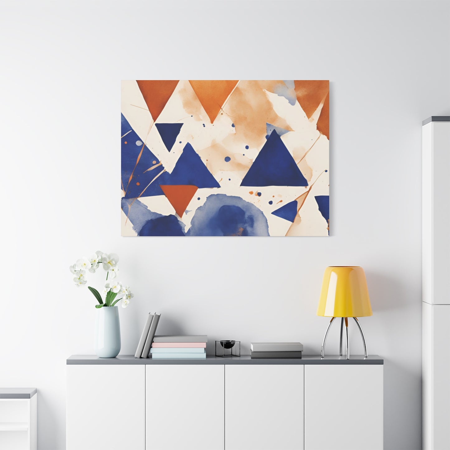 Geometric Art Canvas - Modern Blue and Orange Abstract Wall Decor for Contemporary Spaces