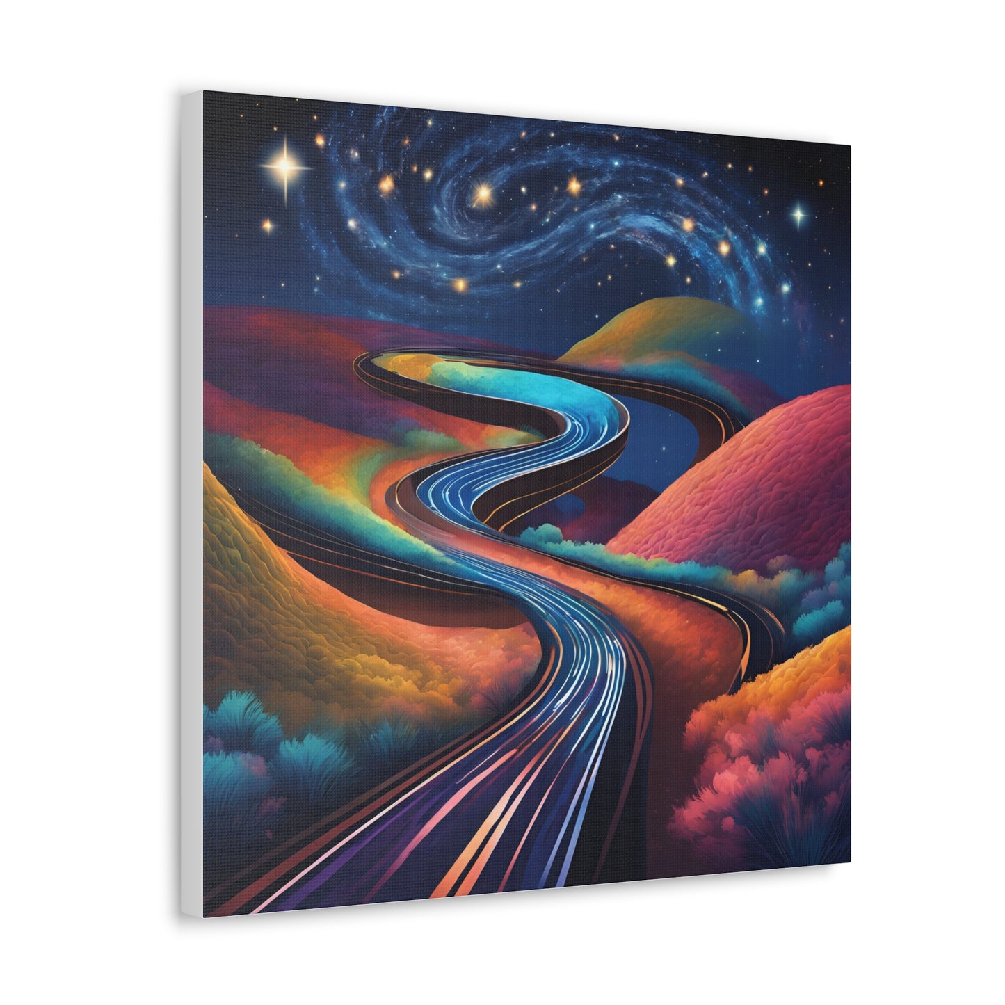 Vibrant Canvas Gallery Wrap - Abstract Roadway Landscape Art "A road twisting and folding into itself like a Möbius strip."