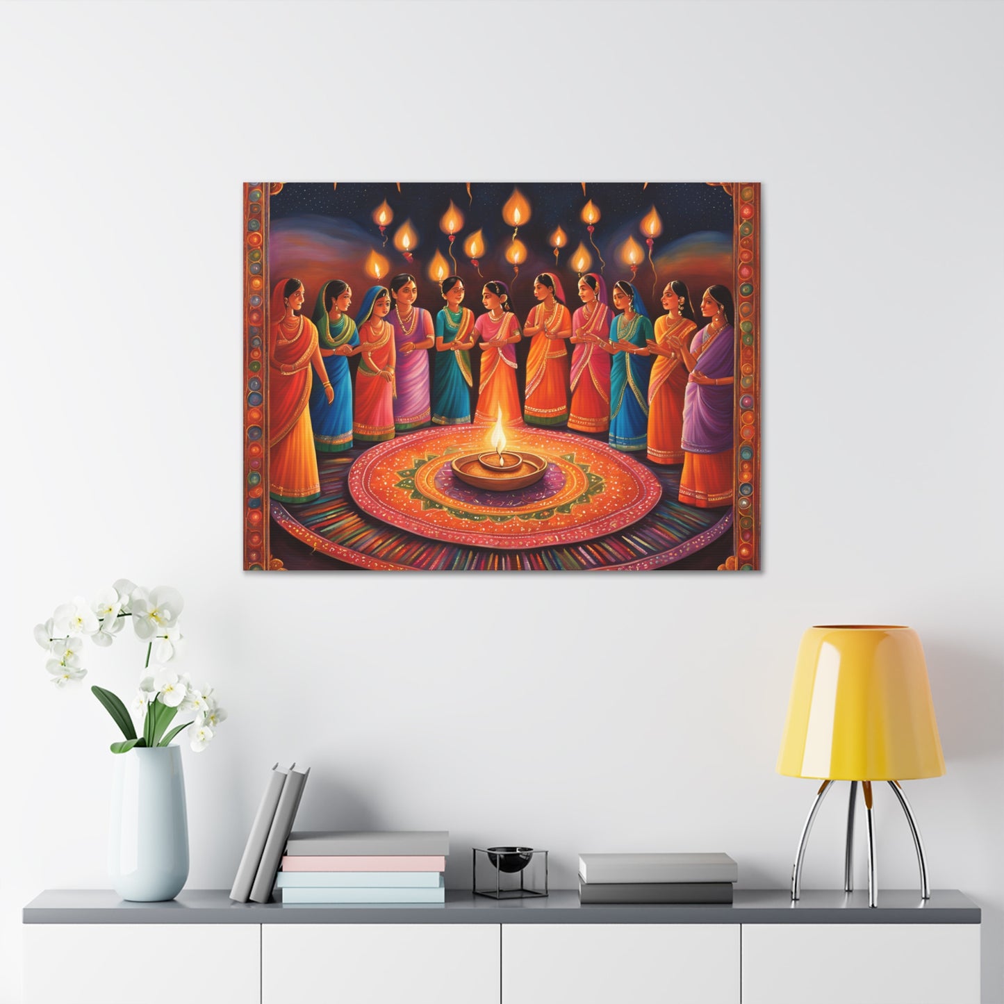 Diwali Celebration Canvas Gallery Wrap - Colorful Art of Tradition and Light