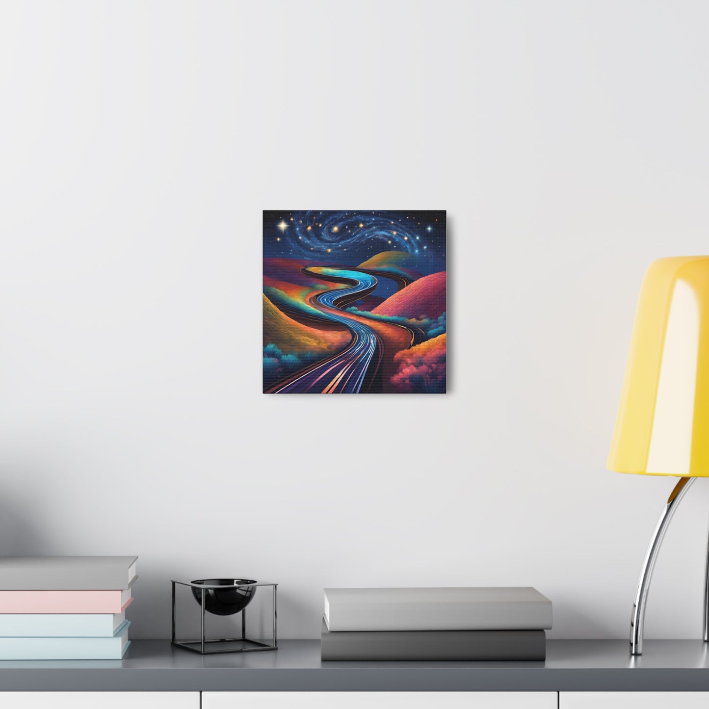 Vibrant Canvas Gallery Wrap - Abstract Roadway Landscape Art "A road twisting and folding into itself like a Möbius strip."