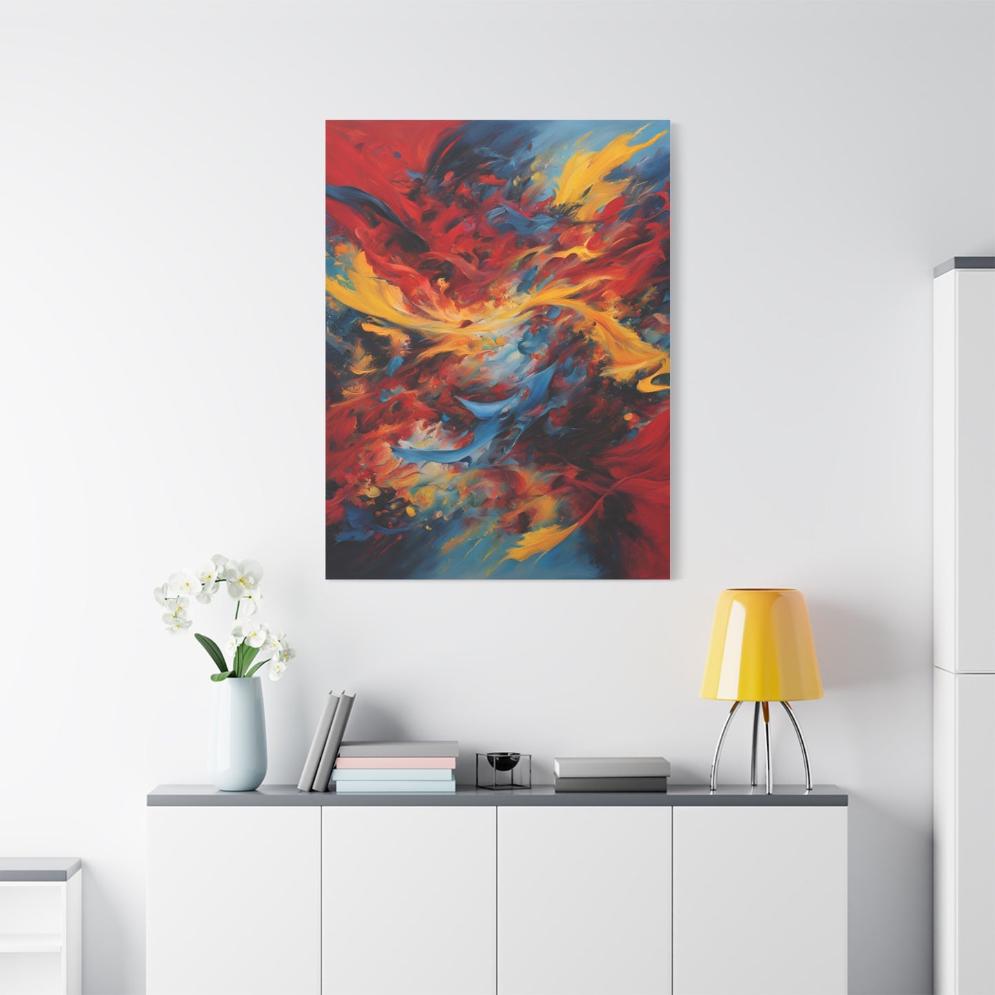 Vibrant Abstract Canvas Wall Art - Colorful Flame Design