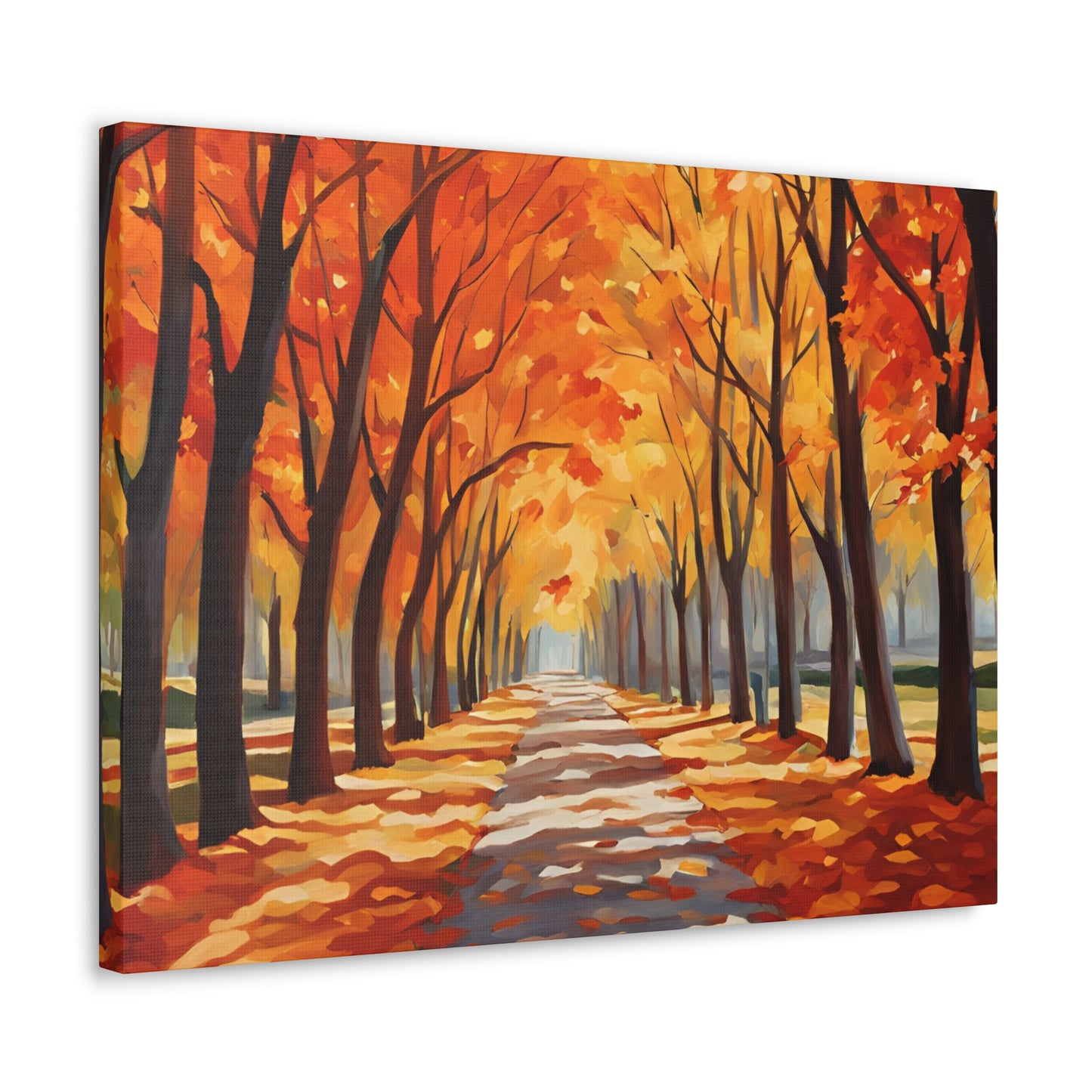 Canvas Wall Art - Autumn Path Canvas Gallery Wrap - Vibrant Fall Landscape Decor