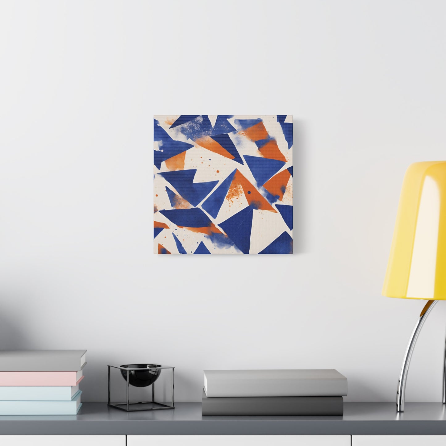 Geometric Art Canvas - Modern Blue and Orange Abstract Wall Decor for Contemporary Spaces