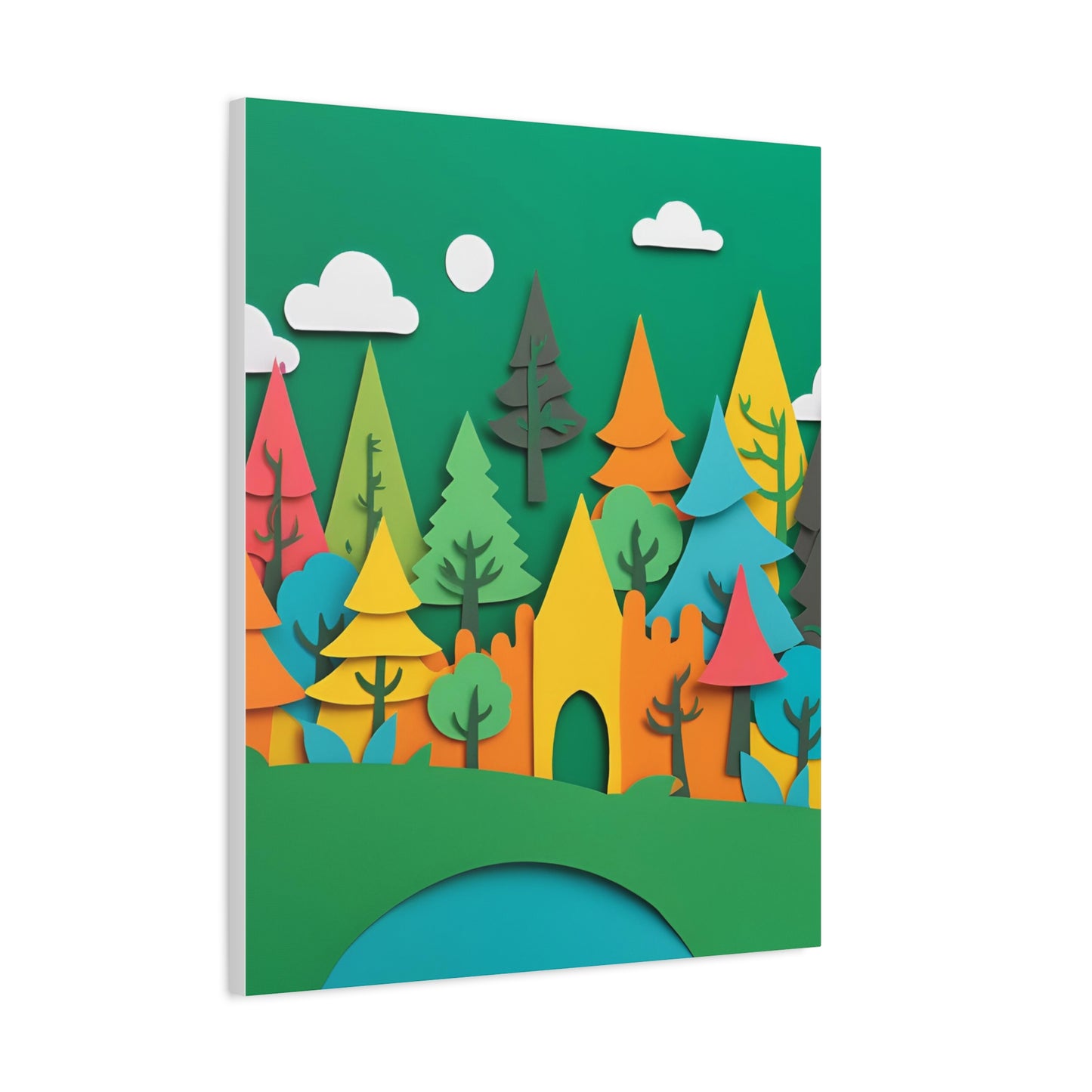 Vibrant Forest Castle Canvas Art