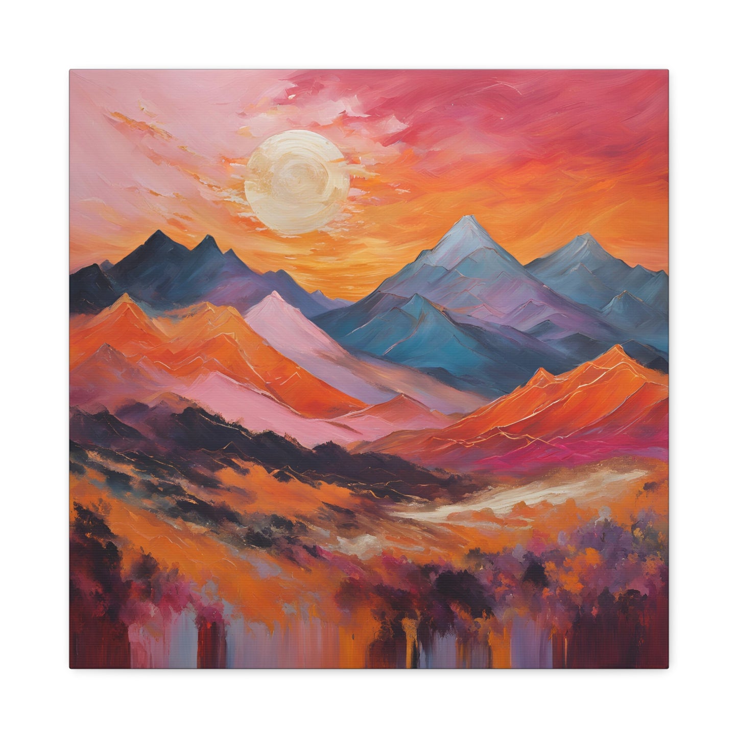 Mountain Sunset Canvas Art - Vibrant Landscape Wall Decor | Crafted Canvass