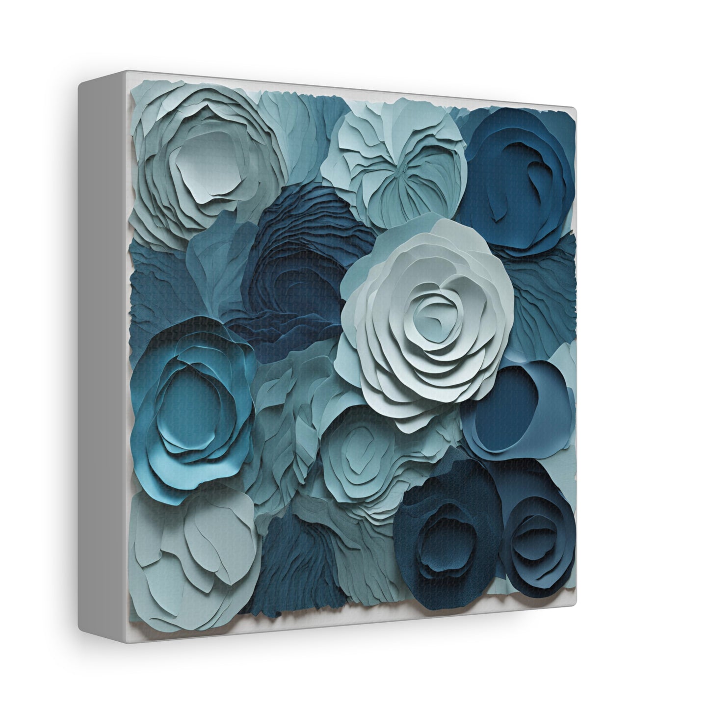 Elegant Blue Floral Canvas Print - Stretched Wall Art for Home Decor