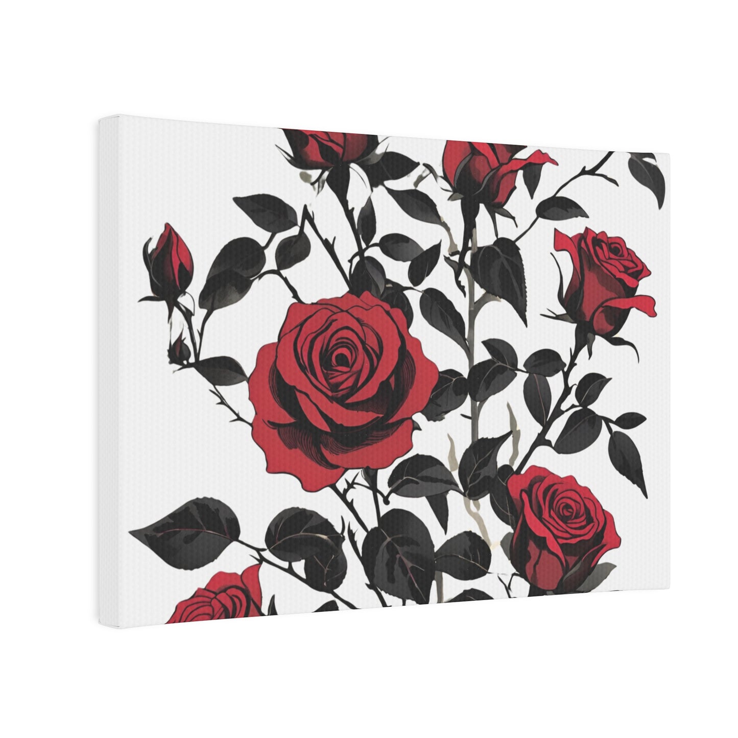 Elegant Floral Canvas Photo Tile - Red Roses Wall Art