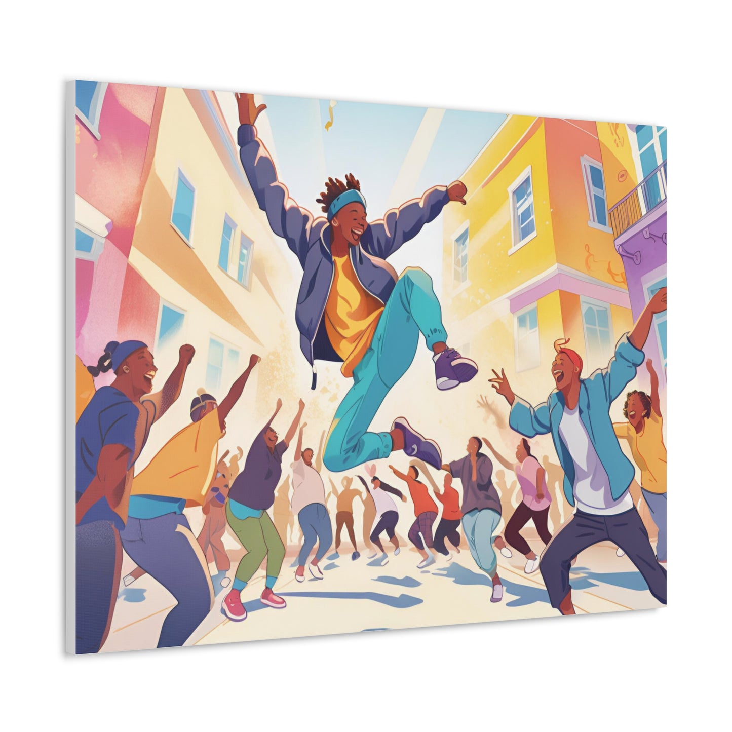 Vibrant Street Performer Celebration Canvas Gallery Wrap