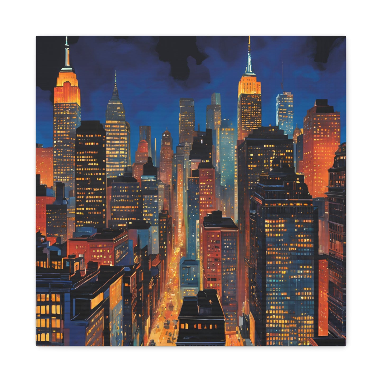 New York City Nightscape Matte Canvas Print – Stunning Skyline Art for Home & Office