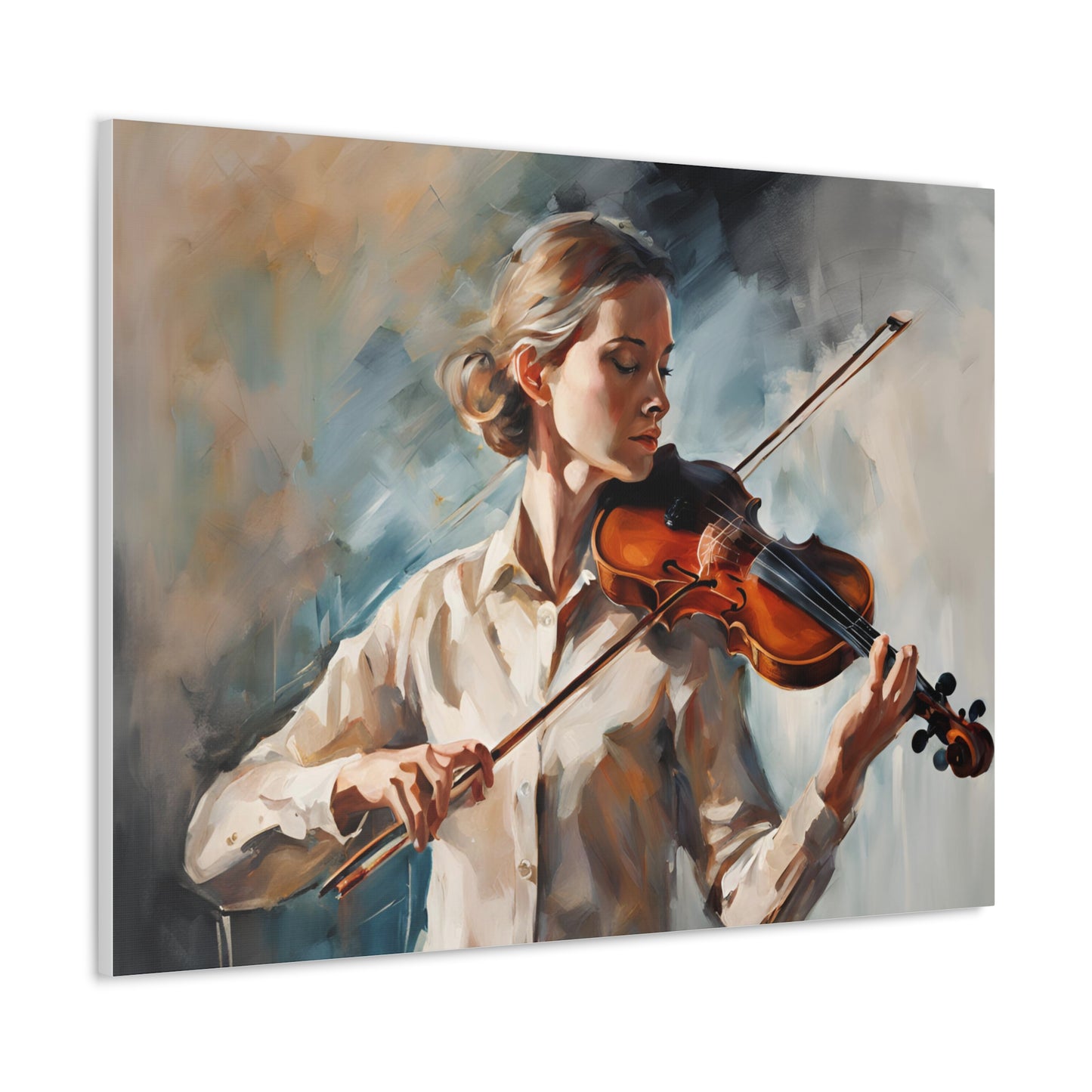 A Musician Playing a Violin Canvas Gallery Wrap - Perfect Wall Art for Music Lovers