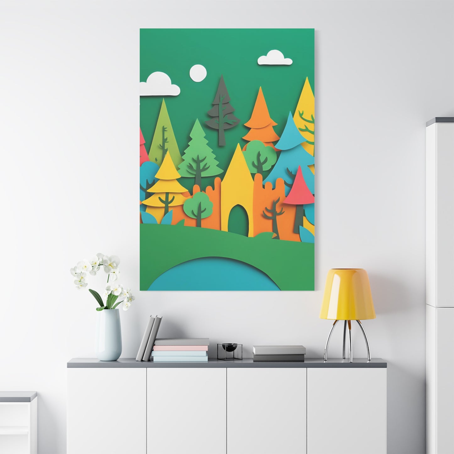 Vibrant Forest Castle Canvas Art