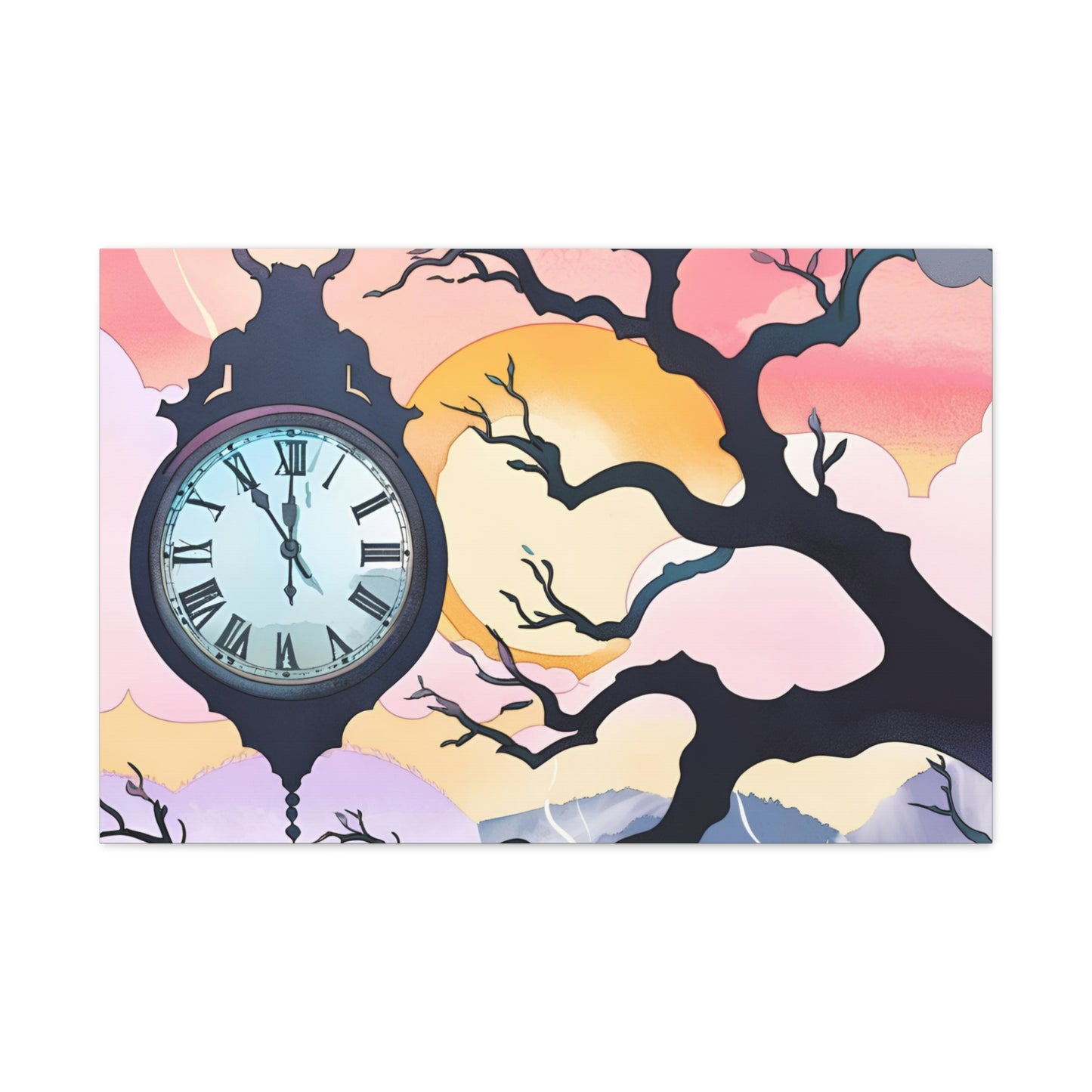 Dreamy Expressionism Canvas Gallery Wraps with Vintage Clock Design