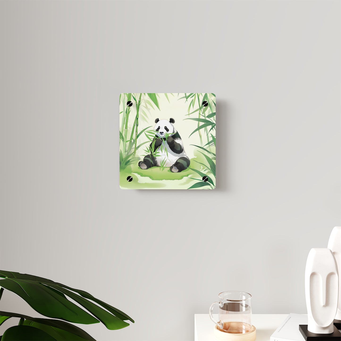 Panda Acrylic Wall Art Panel - Cute Panda Eating Bamboo Decor for Animal Lovers