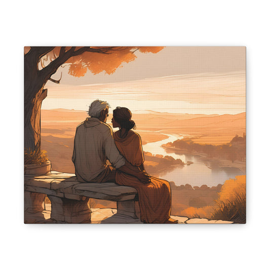 Romantic Canvas Gallery Wrap - Sunset Couple Wall Art