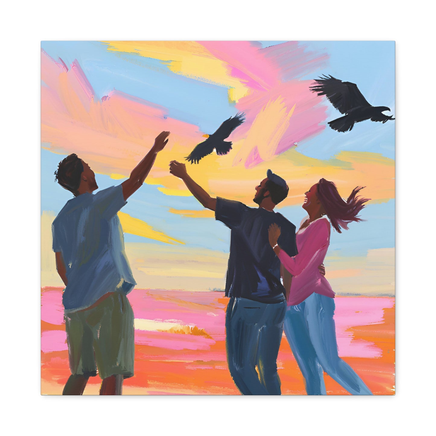 Colorful Canvas Gallery Wraps - Family Bonding & Freedom Art Joyful