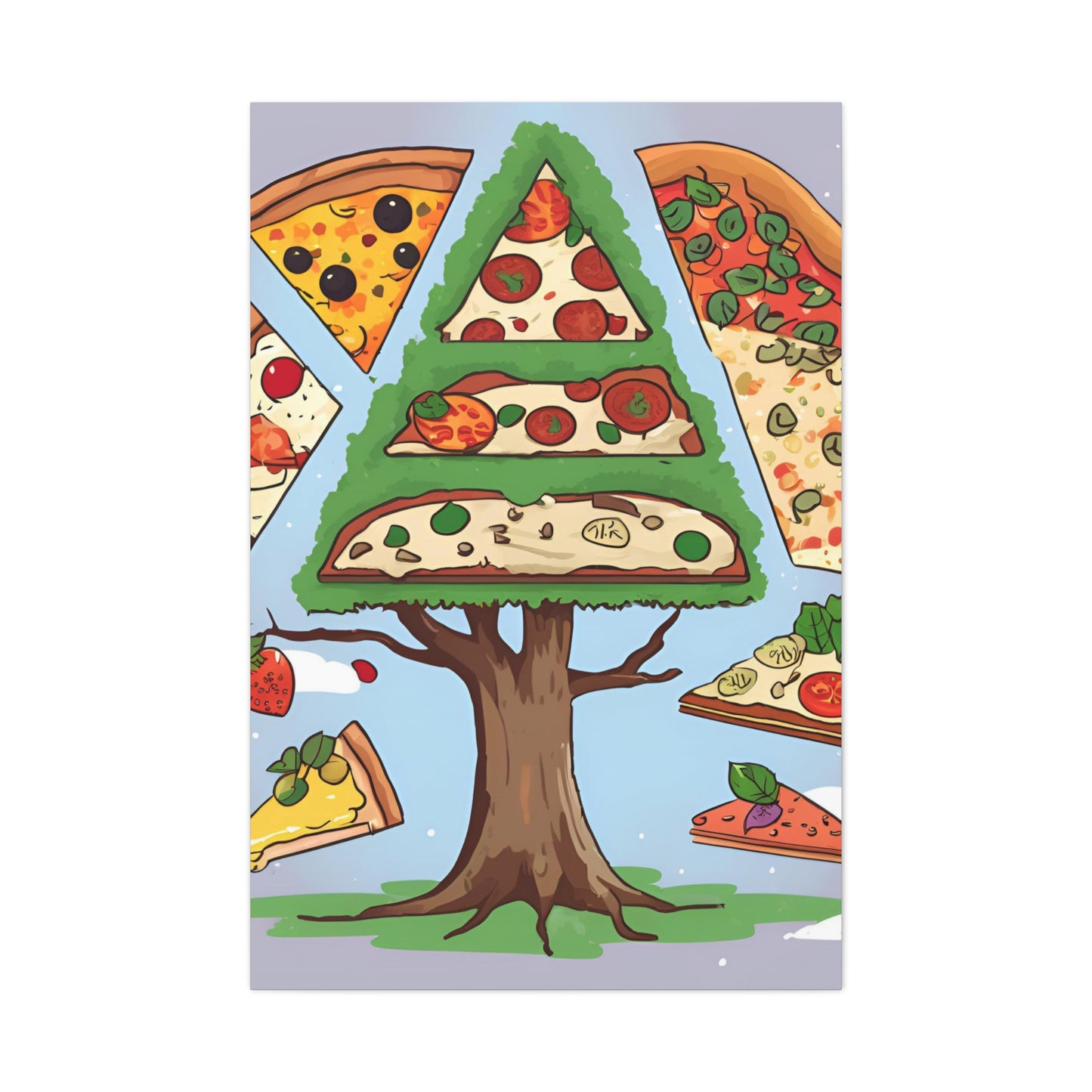 Pizza Tree Canvas Gallery Wrap - Whimsical Wall Art for Food Lovers